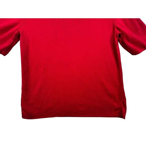 Talbots Womens Knit Top Cutout Collar Design Size L Red Office Classic Casual - Picture 10 of 10